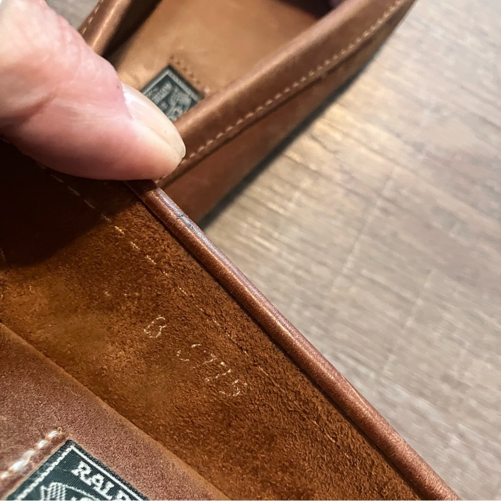 Ralph Lauren Tan Leather Embroidered Crest Loafers - Picture 4 of 9